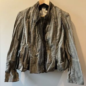 Gary Graham 2006 English Twill Jacket Flare Canvas Denim Jacket Womens Size 2 XS